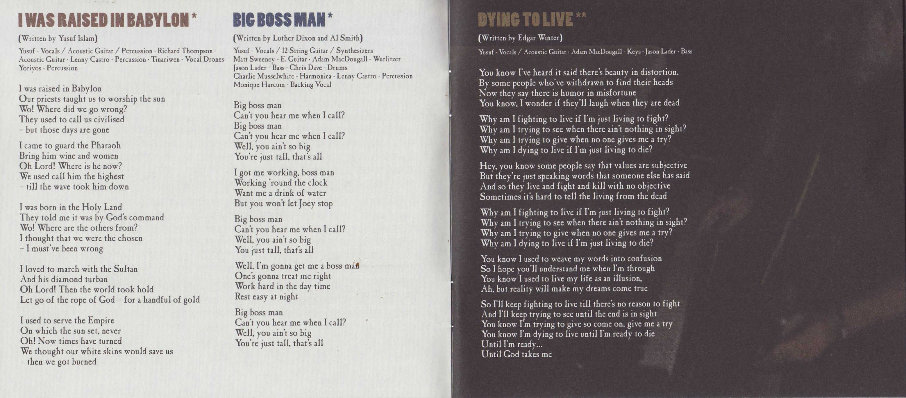 Yusuf Islam  Tell Em Im Gone : Booklet 3